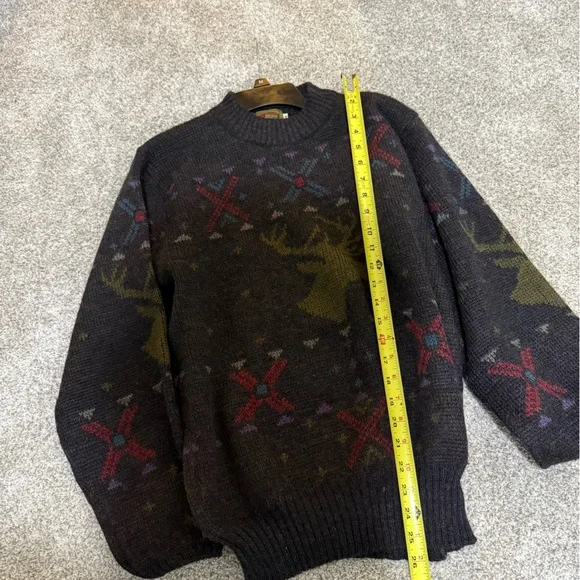 Vintage Boston Traders Deer Grandpa Sweater M Pure Wool Rare Nature VTG - Picture 5 of 6